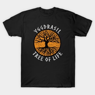 Tree of Life Yggdrasil Orange Valhalla Vikings Grunge Distressed T-Shirt